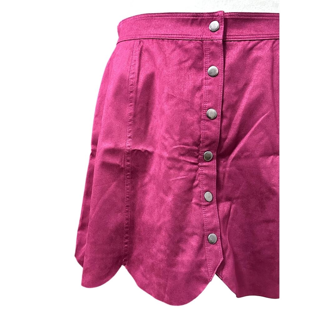 Red Camel Scalloped Button Front Mini Skirt Trendy A Line Festival Style XS Edgy - Picture 3 of 8